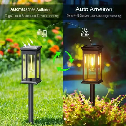 Solarleuchten im Laternenstil – Warmweißes Licht für Gartenwege & Beete (2er-Set) Zorenza