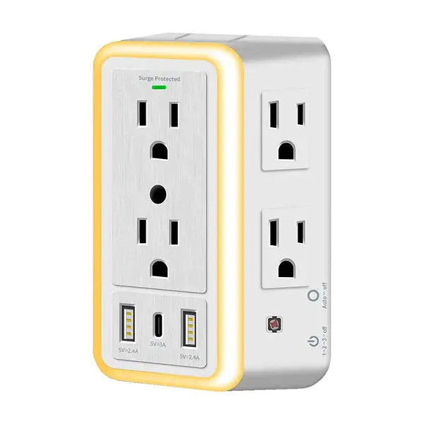Steckdosenleiste | 6 Steckdosen & USB-Ports mit Nachtlicht Zorenza