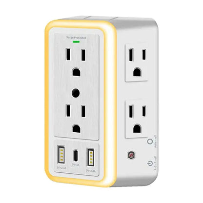 Steckdosenleiste | 6 Steckdosen & USB-Ports mit Nachtlicht Zorenza