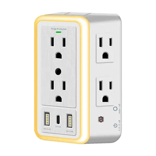 Steckdosenleiste | 6 Steckdosen & USB-Ports mit Nachtlicht Zorenza