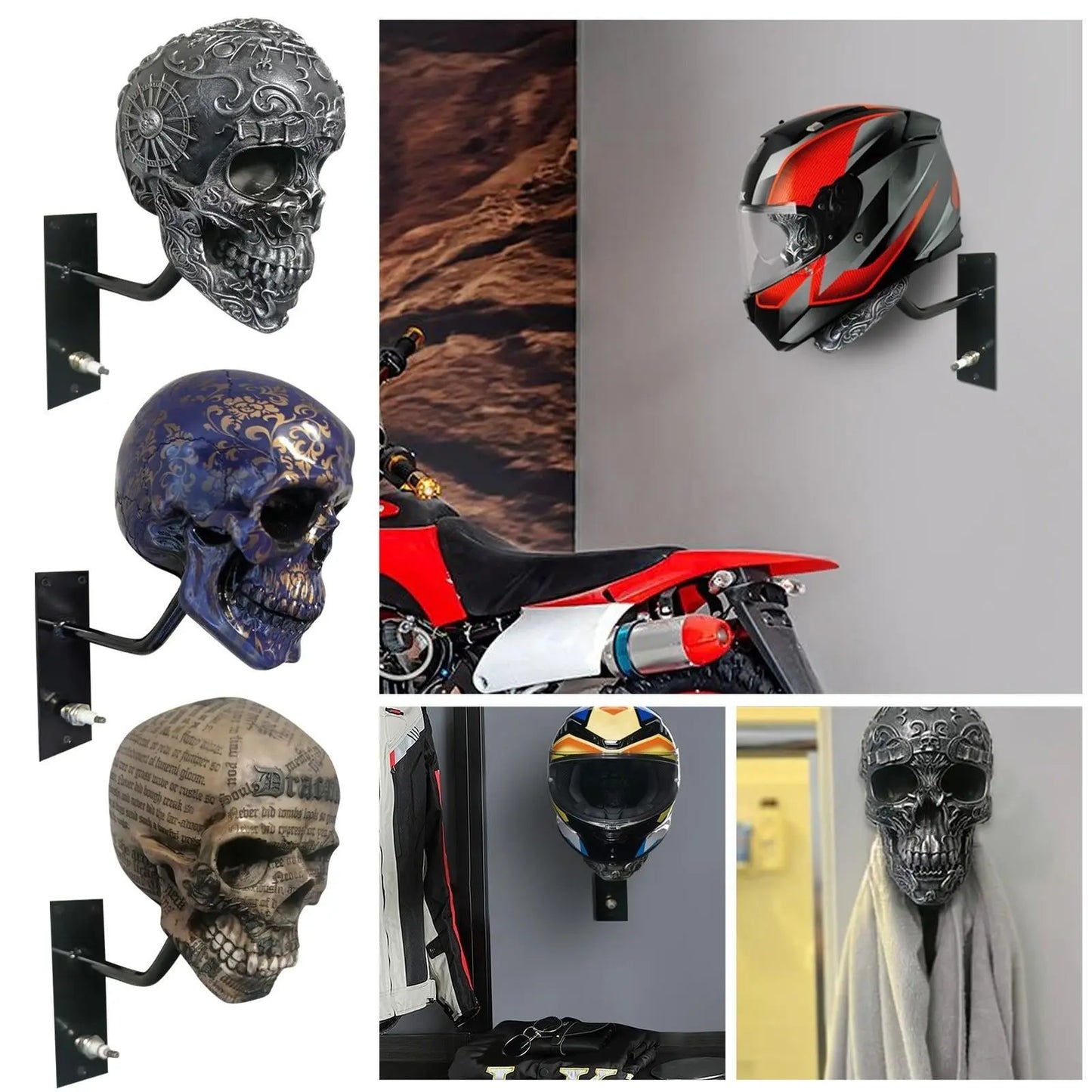 Totenkopf-Helmhalter — Coolster Weg, Motorradhelm & Jacke aufzuhängen Mivoza Deutschland