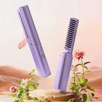 Tragbare Haarglättbürste – Kamm & Glätteisen in einem für schnelles Styling unterwegs Zorenza