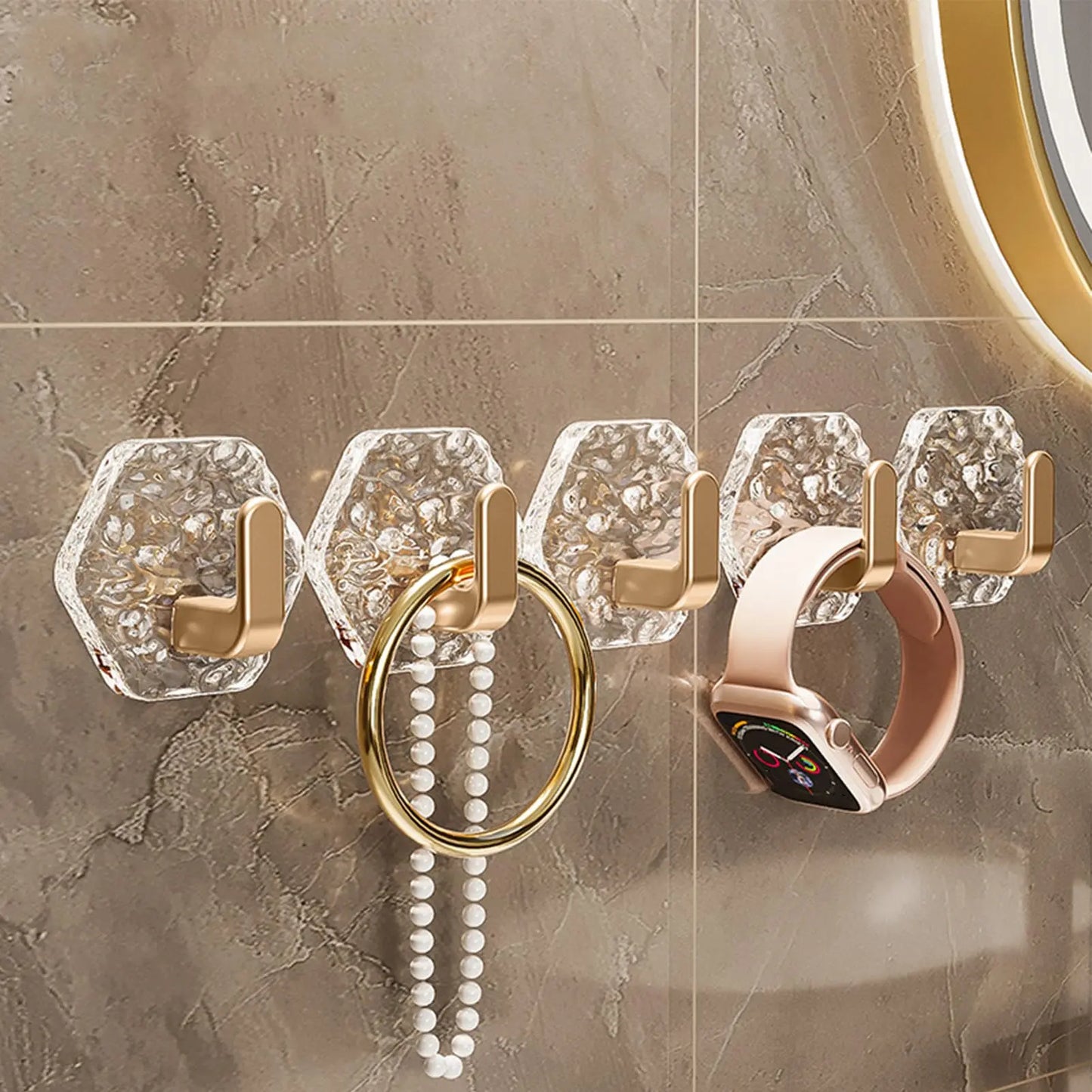 Wandhaken 10er Set | Ohne Bohren, goldene Diamantenoptik Zorenza