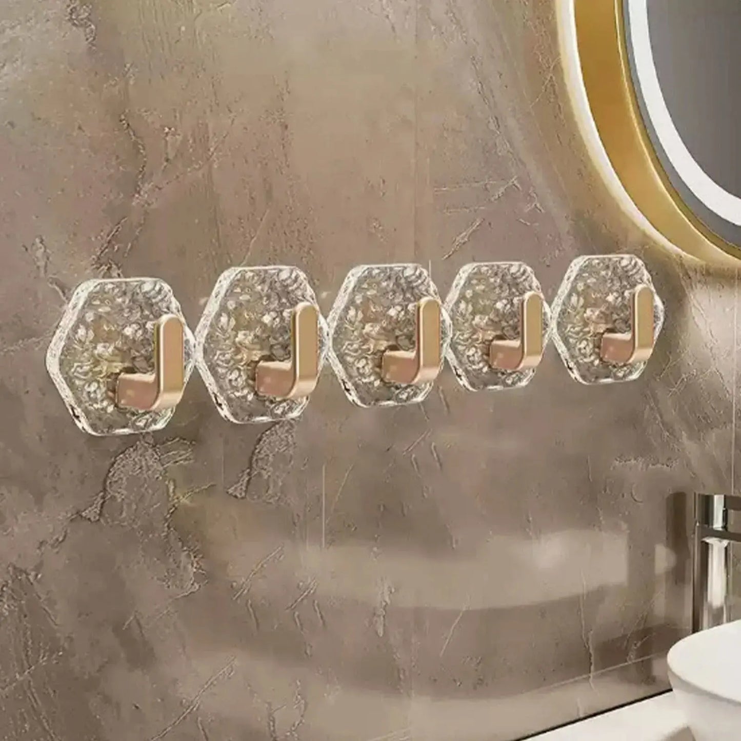 Wandhaken 10er Set | Ohne Bohren, goldene Diamantenoptik Zorenza