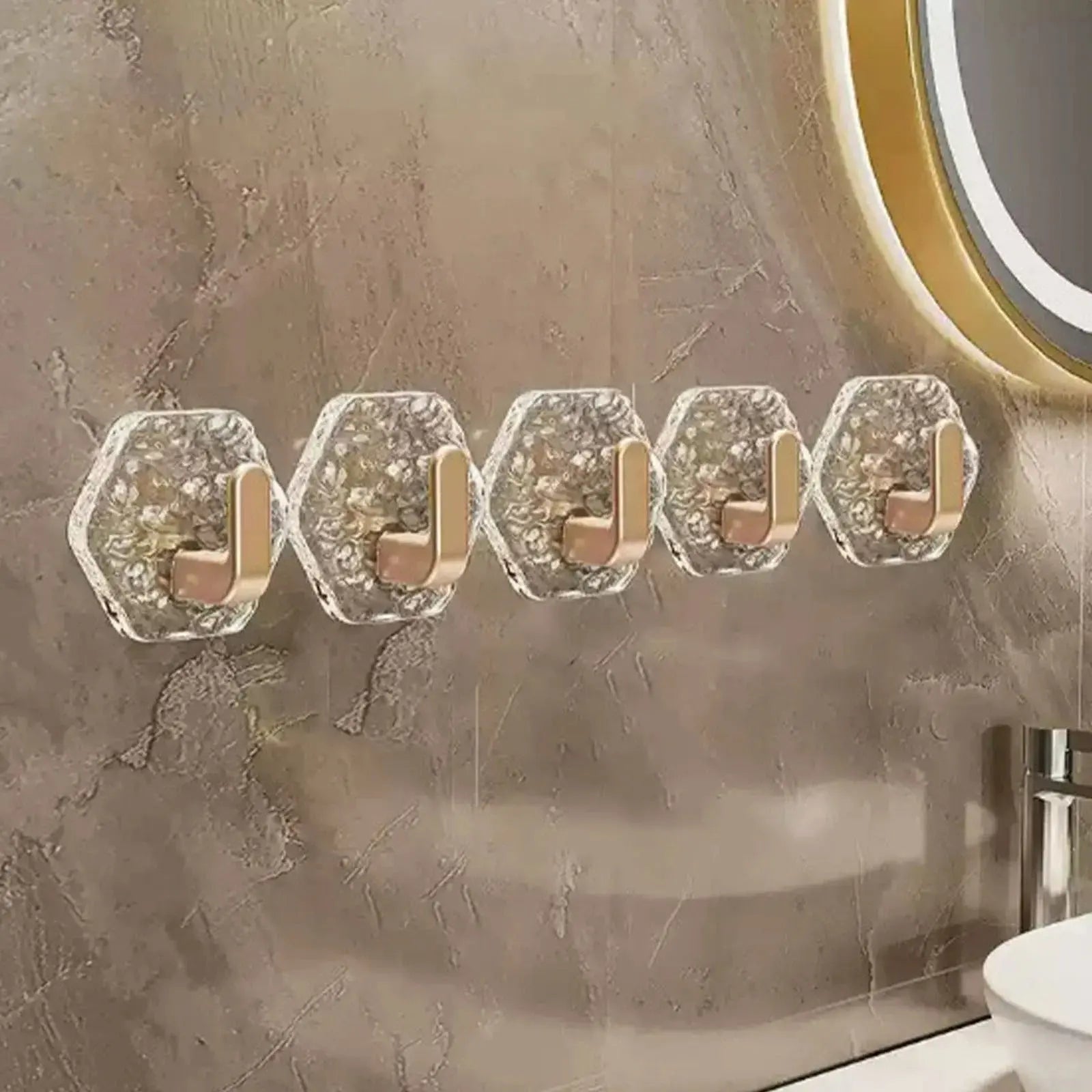 Wandhaken 10er Set | Ohne Bohren, goldene Diamantenoptik Zorenza