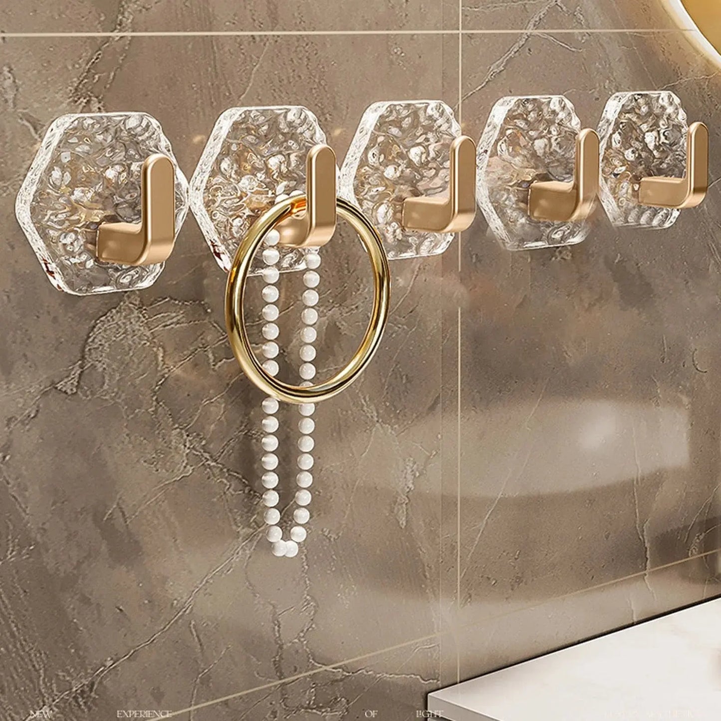 Wandhaken 10er Set | Ohne Bohren, goldene Diamantenoptik Zorenza