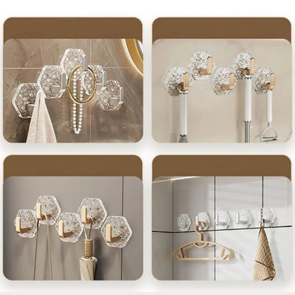 Wandhaken 10er Set | Ohne Bohren, goldene Diamantenoptik Zorenza