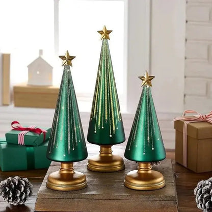 Weihnachtsbaum Tischdeko | 3er-Set mit warmweißem Licht Zorenza