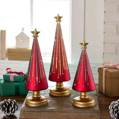 Weihnachtsbaum Tischdeko | 3er-Set mit warmweißem Licht Zorenza
