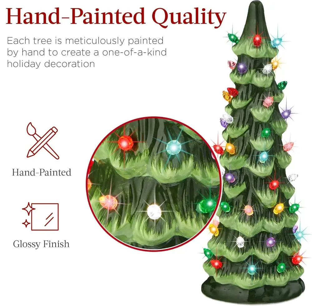 Weihnachtsbaum Tischdeko | Handbemalt, kabellos im 3er-Set Zorenza