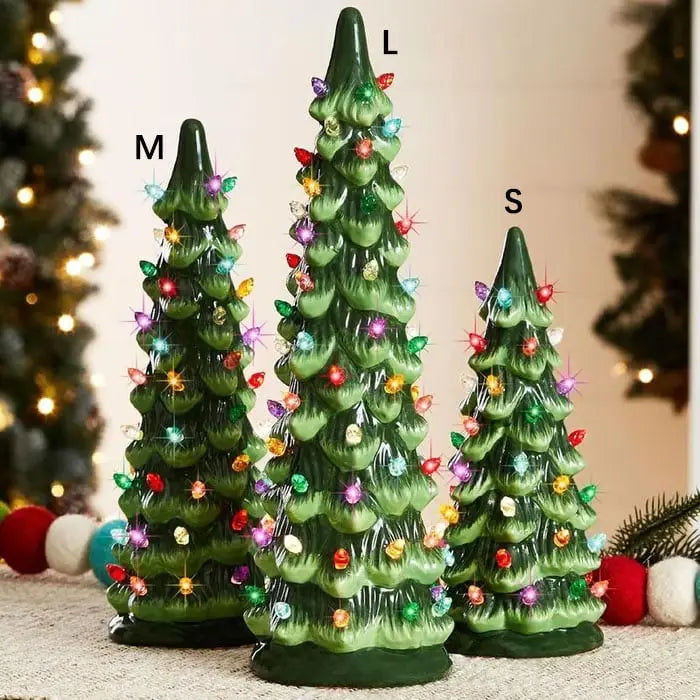 Weihnachtsbaum Tischdeko | Handbemalt, kabellos im 3er-Set Zorenza
