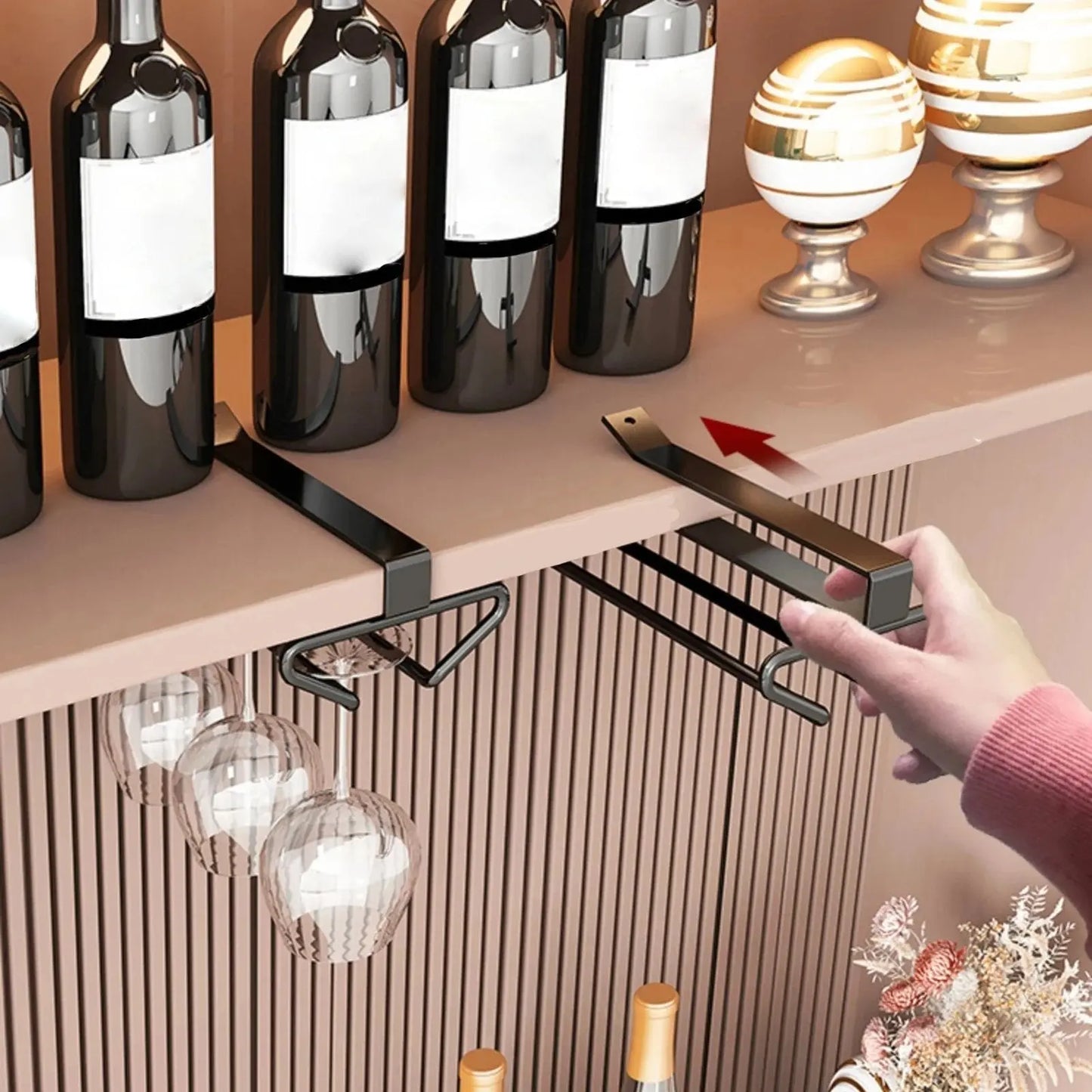 Weinregal zur Unterbau-Montage — Platzsparender Glashalter mit einfacher Installation Zorenza