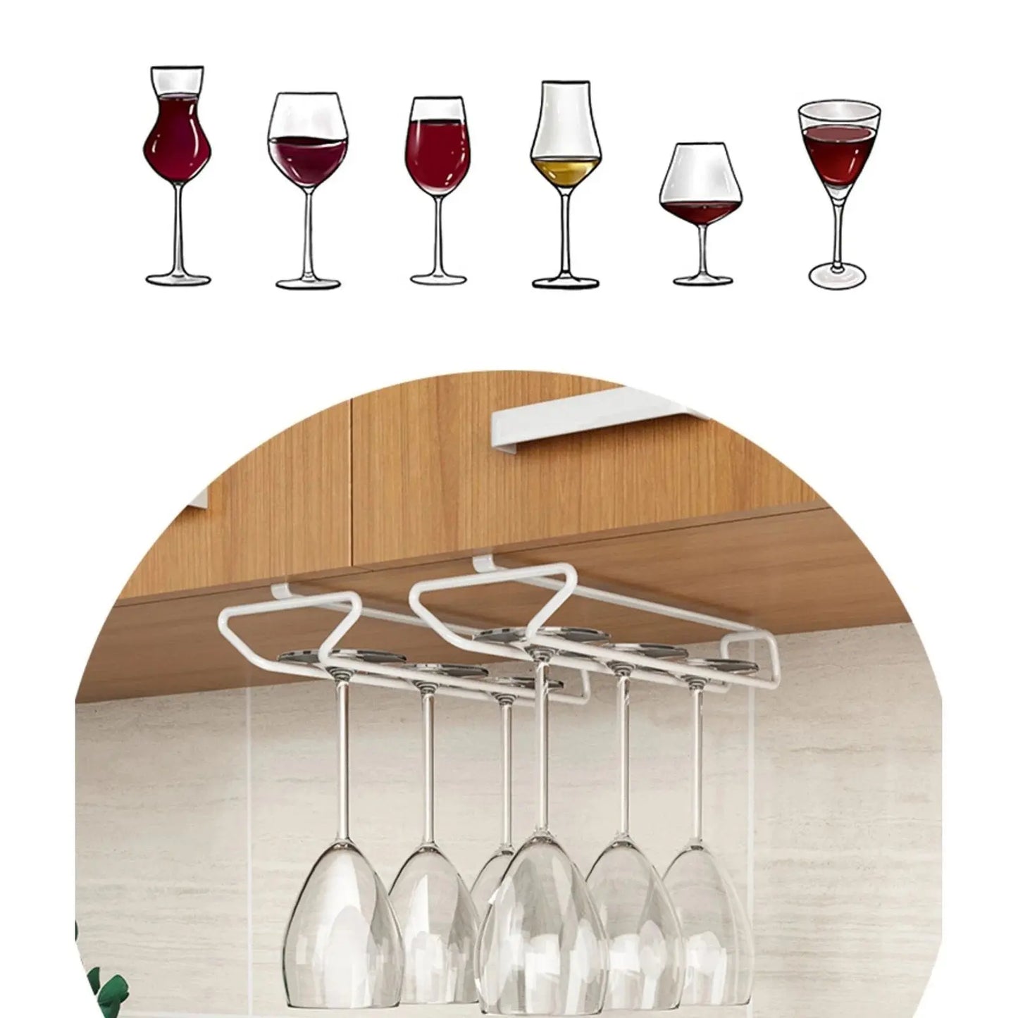 Weinregal zur Unterbau-Montage — Platzsparender Glashalter mit einfacher Installation Zorenza