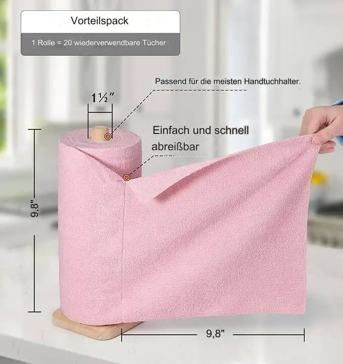 ♻️ Wiederverwendbare Mikrofaser-Papierhandtuchrolle – Super saugfähig und streifenfrei Zorenza