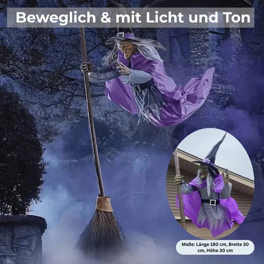 Gespenstische fliegende Hexe – Halloween-Dekoration mit Licht und Ton Mivoza Deutschland