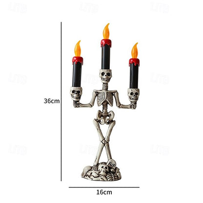 Skelett-Kerzenständer Lampe — Schaurige Tischdeko zu Halloween