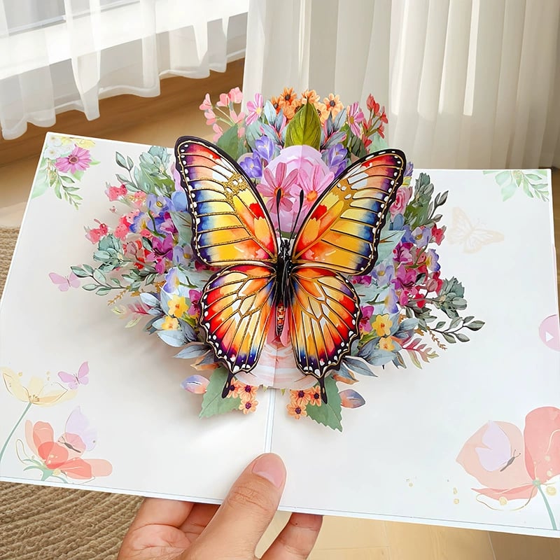 🦋 Vibrant 3D  Butterfly & Daisy Pop-Up Greeting Card Zorenza