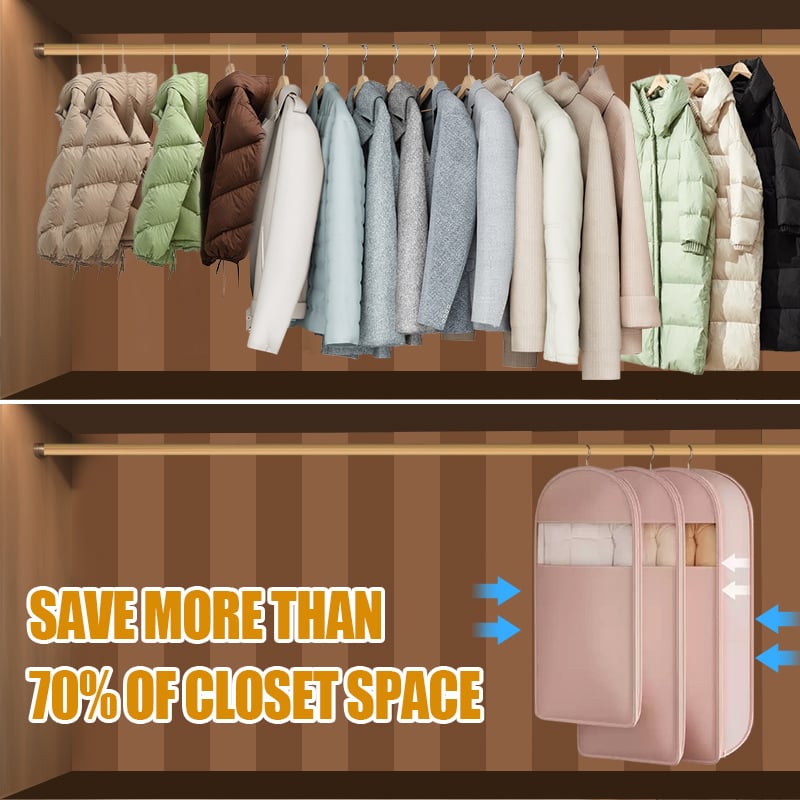 🔥2025  Space Saving Hanging Garment Bag with Self Compression Zipper Zorenza