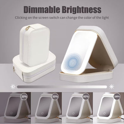 Tragbarer Make-up-Organizer — Kompakter LED-Spiegel mit einstellbarer Beleuchtung Zorenza