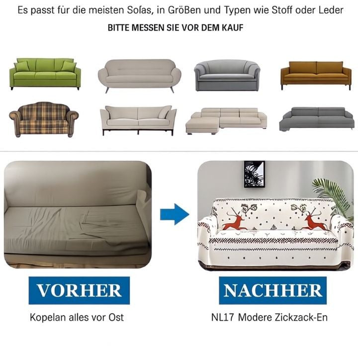 Sofabezug | Festliches Design, elastische Passform, Polyester Zorenza