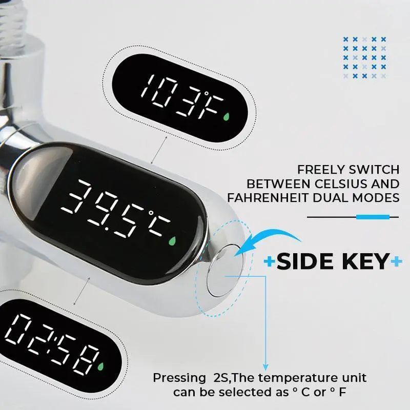 Digitales Duschthermometer | Wasserdruckbetrieb, LED-Anzeige Zorenza
