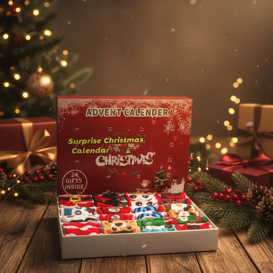 Eleganter Socken-Adventskalender mit 24 Paar hochwertigen Socken für Komfort und tägliche Freude im Alltag.