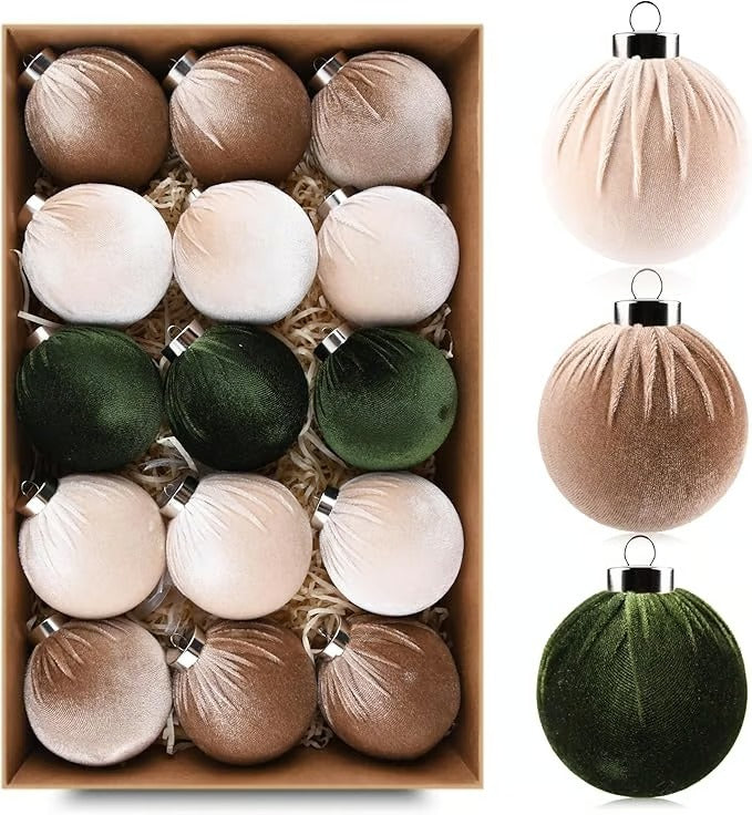 15pcs Christmas Tree Ornaments Velvet Balls Mivoza Deutschland