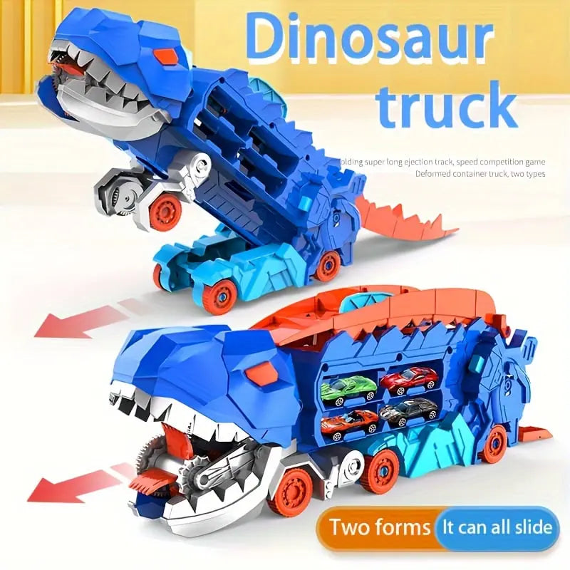 Dinosaurier-Transporter – Zusammenklappbare Rennstrecke mit Metallautos Zorenza
