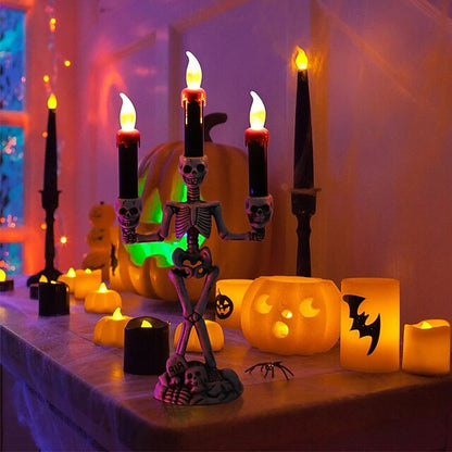 Skelett-Kerzenständer Lampe — Schaurige Tischdeko zu Halloween