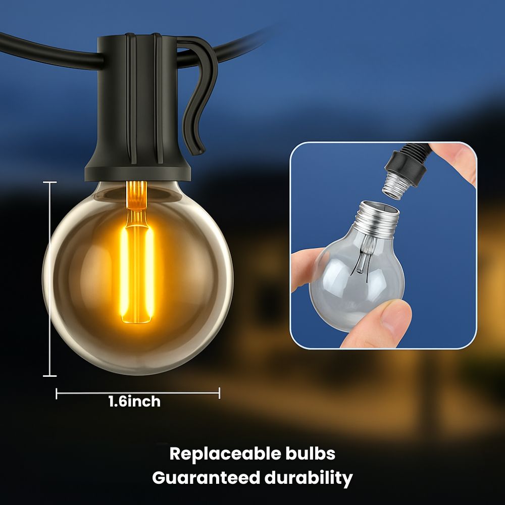 Solarbetriebene Außen-Lichterkette — 15 Meter Warmweiß LED Wasserdicht Zorenza