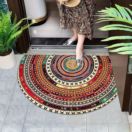Türmatte Boho Halbkreis | Saugfähig & rutschfest für Innen/Außen Zorenza