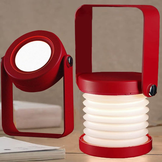 Faltbare Laternen-Tischlampe | Eleganter Buchenholzgriff & LED-Licht Zorenza