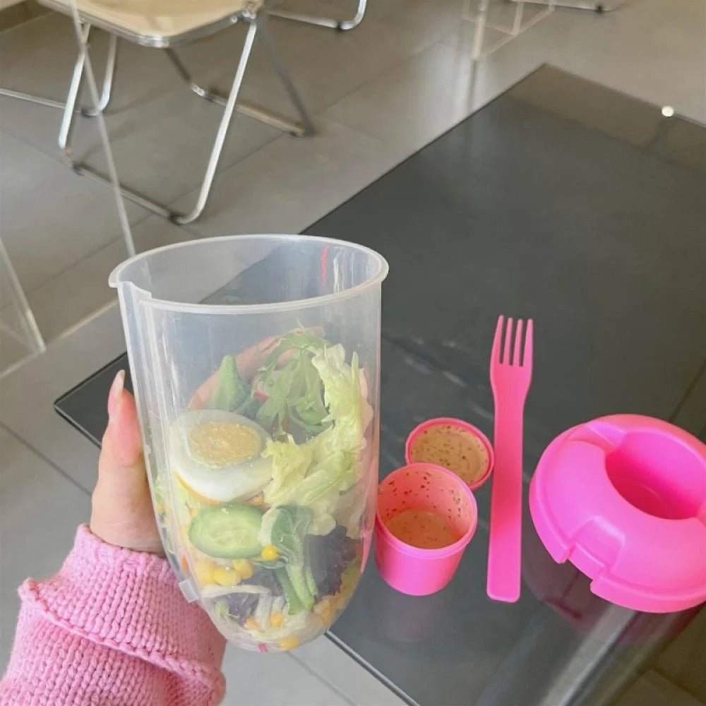 Tragbarer Salatbecher mit Gabel &amp; Soßenschale – Frisch genießen, überall und jederzeit Mivoza Deutschland