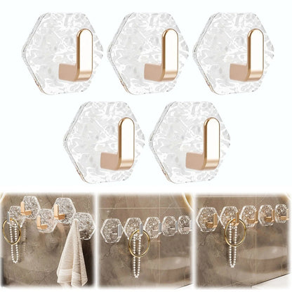 Wandhaken 10er Set | Ohne Bohren, goldene Diamantenoptik Zorenza