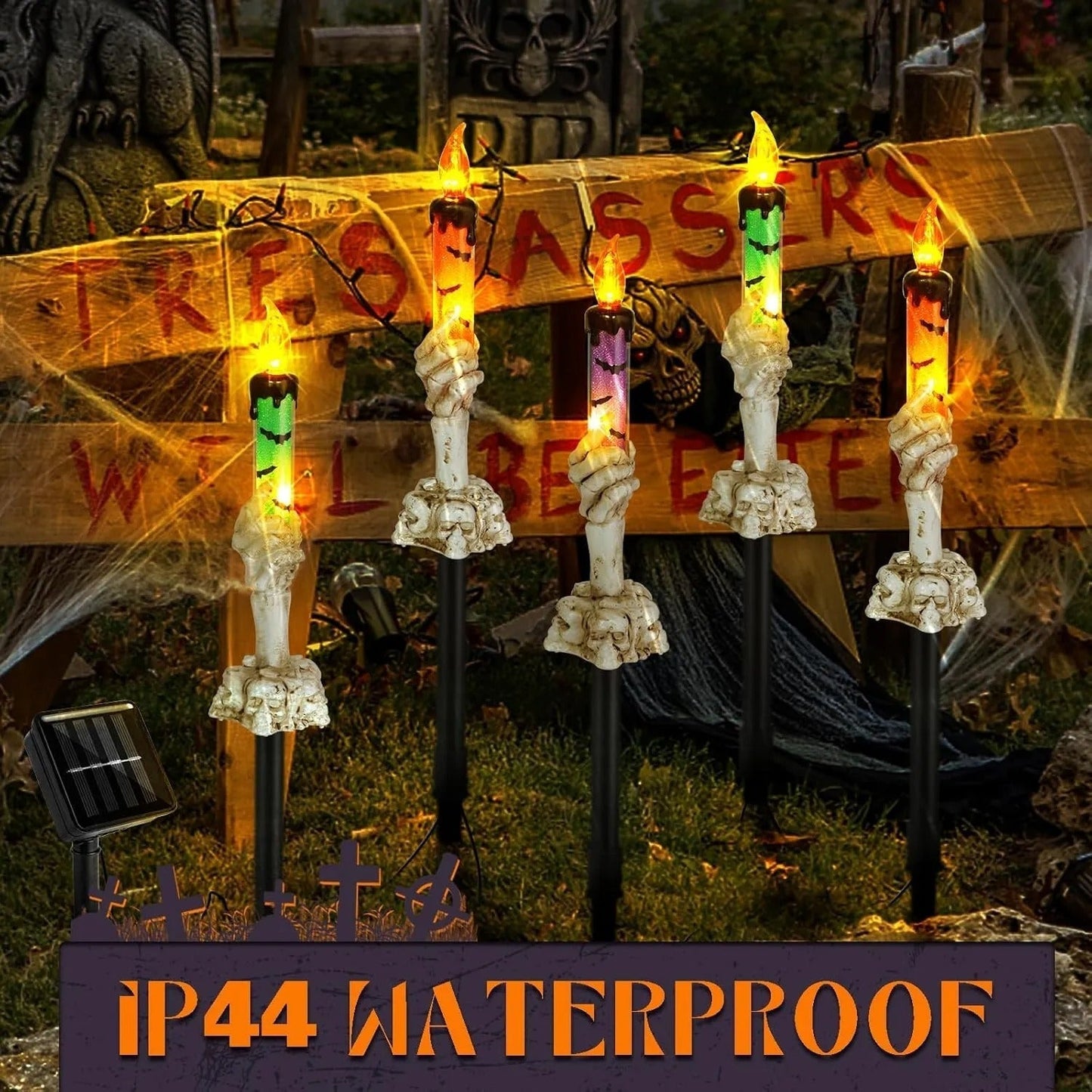 Solar-Totenkopf-Kerzenleuchte – Spuklicht für Garten, Hof & Terrasse Zorenza