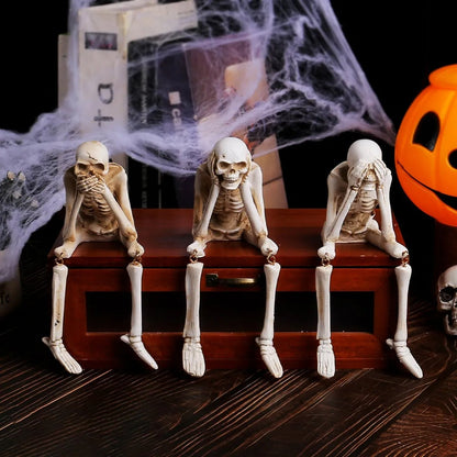 Drei weise Skelette — Kamin-Deko für Halloween Zorenza