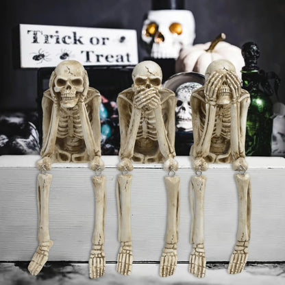 Drei weise Skelette — Kamin-Deko für Halloween Zorenza