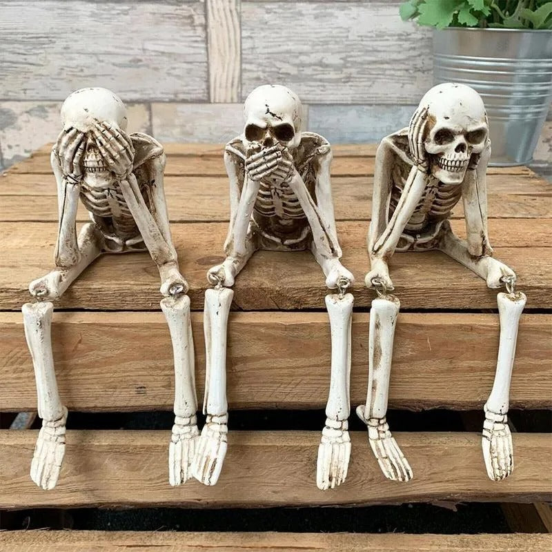 Drei weise Skelette — Kamin-Deko für Halloween Zorenza