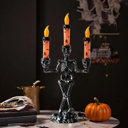 Skelett-Kerzenständer Lampe — Schaurige Tischdeko zu Halloween